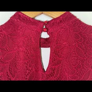 Red lace high neck cocktail dress Sz S